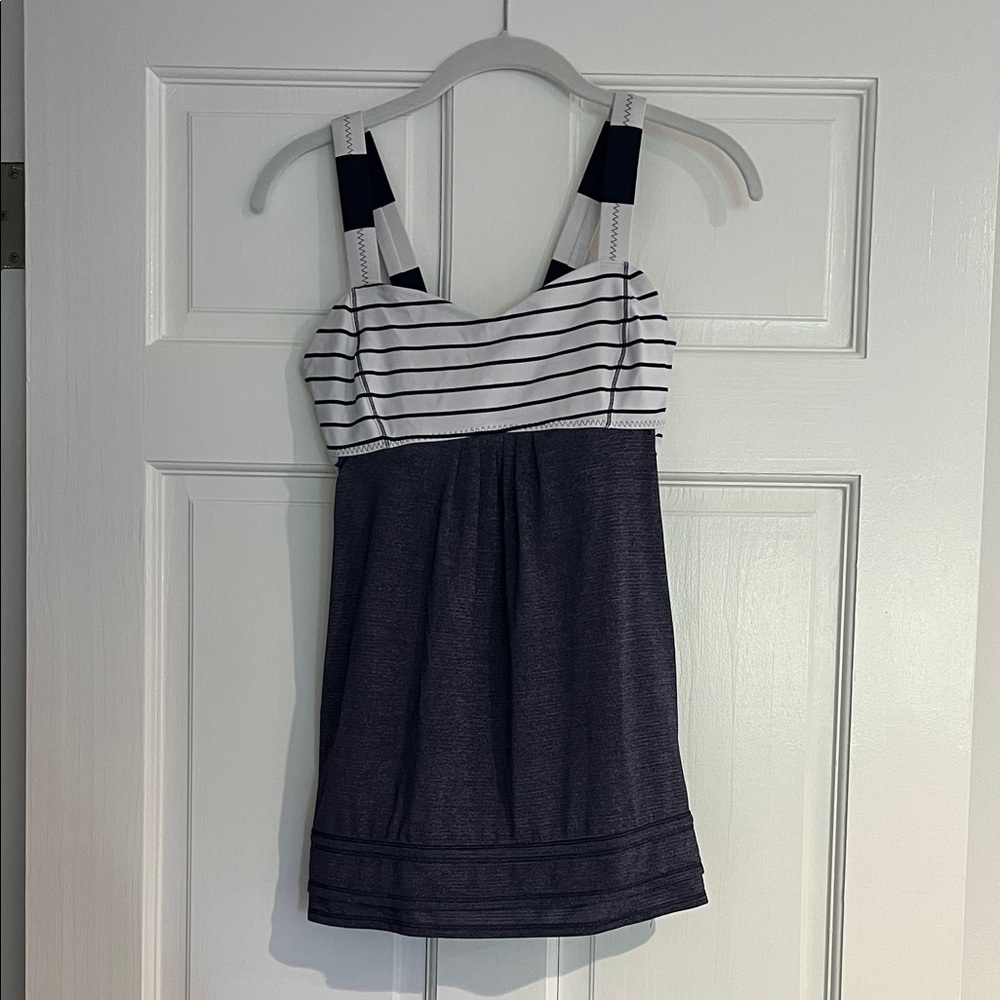 Lululemon Navy and White Striped Tank Top